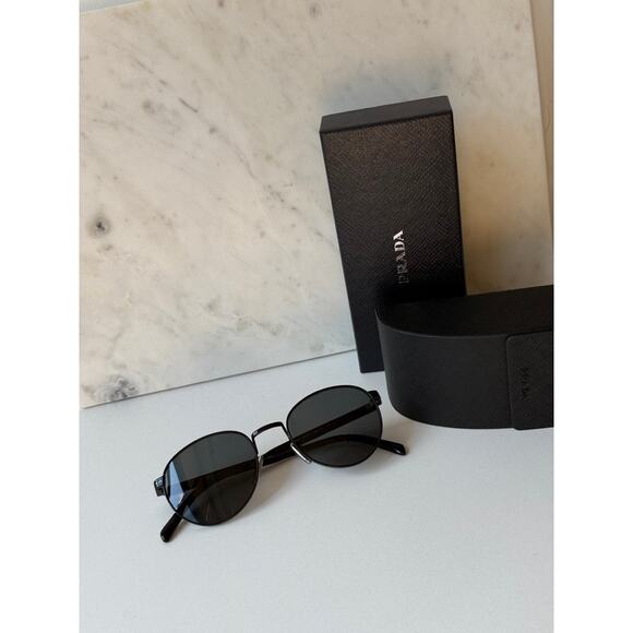 NEW Prada PR B51S Polarized Metal Sunglasses in Black - Picture 2 of 7